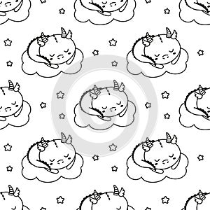 seamless pattern with sleeping dragon