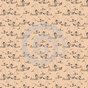Seamless pattern with sleeping ducks.