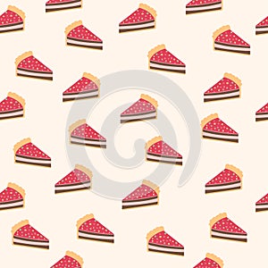 Seamless pattern of slices cakes hand drawn