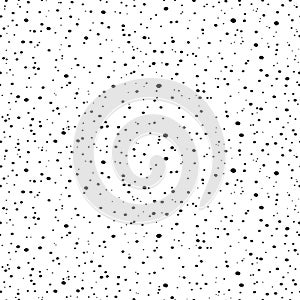 Seamless pattern with small black dots. Randomly disposed spots. Minimalist dots background. Black and white vector