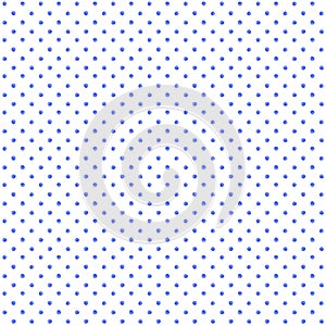 Seamless pattern of small blue watercolor spots on a white background