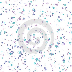 Seamless pattern with small chaotic elements. Random circles and hearts in soft colors. Dust, dirt, bubbles grunge