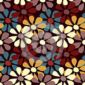 Seamless pattern of small colored flowers