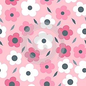 Seamless pattern with small flowers. Hand drawn floral pattern for your fabric, summer background, wallpaper, backdrop, textile.