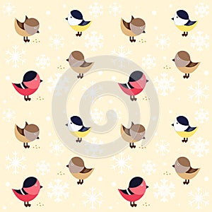 Seamless pattern with small funny birds
