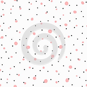 Seamless pattern with small rounded spots. Irregular colored polka dot.