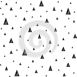 Seamless pattern with small triangles. Hand drawn geometric triangle shapes.