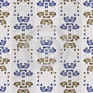 Seamless pattern of small wild blue and beige flowers and bouquets on a light gray background with vertical stripes. Watercolor -9