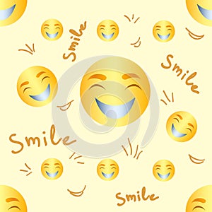 Seamless pattern Smile with lettering