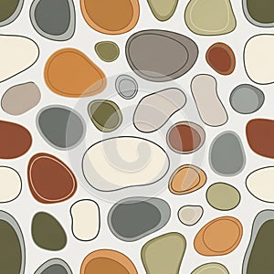 Seamless Pattern of Smooth, Colorful River Stones or Pebbles, vector design Generative AI