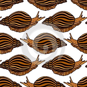 Seamless pattern of Snail. Vector stock illustration eps10. Isolate on white background