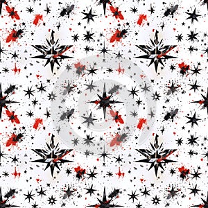 seamless pattern with snowflake stars on white background. Festive decor for fabric and textile decoration, wrapping