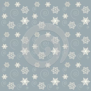 Seamless pattern snowflakes abstaction background