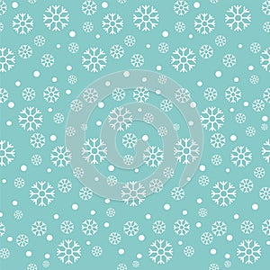 Seamless pattern with snowflakes on a blue background. Vector