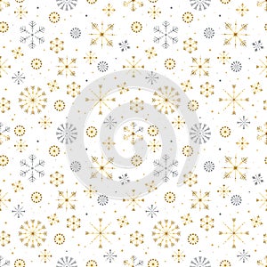 Seamless pattern with snowflakes. Flat vector illustration. Merry Christmas