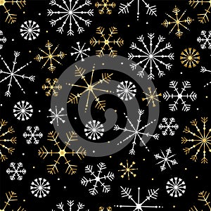 Seamless pattern with snowflakes. Flat vector illustration. Merry Christmas