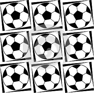 Seamless pattern with a soccer ball in a black - white colors.