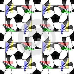 Seamless pattern with a soccer balls in a translucent colors