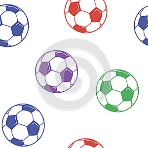 Seamless pattern with soccer balls vector.