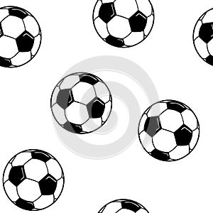Seamless pattern with soccer balls vector.