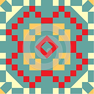 Seamless Pattern Spanish Tile Yellows red and teal photo
