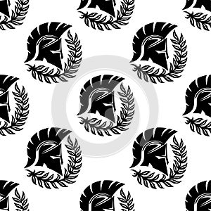 Seamless pattern with Spartan helmets.