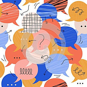 Seamless pattern. Speech Bubbles Forming Circle Communication Concept. Seamless pattern with speech bubbles of different shape and