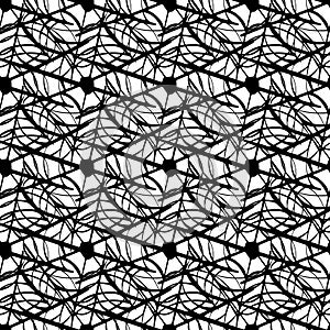 Seamless pattern with spider web. Connected black lines on white background. Abstract background. photo