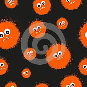 Seamless pattern with spiders and eyes for flyers and postcards. Doodle and street graffiti style. Happy Halloween card.