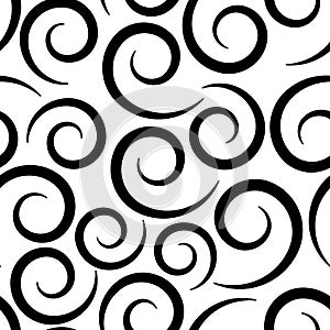 Seamless pattern with spirales, black and white design. Vector