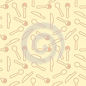 seamless pattern spoon, fork, knife in stripes for background,restaurant decoration,fabric motif and wallpaper