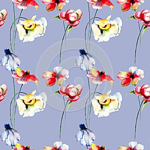 Seamless pattern with Spring flowers