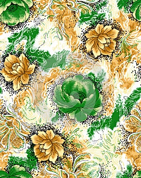 Seamless pattern with spring flowers and leaves. Hand drawn background. floral pattern for wallpaper or fabric