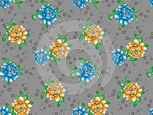 Seamless pattern with spring flowers and leaves. Hand drawn background. floral pattern for wallpaper or fabric