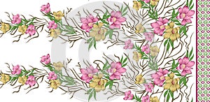 Seamless pattern with spring flowers and leaves. Hand drawn background. floral pattern for wallpaper or fabric