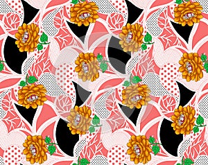 Seamless pattern with spring flowers and leaves. Hand drawn background. floral pattern for wallpaper or fabric