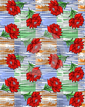 Seamless pattern with spring flowers and leaves. Hand drawn background. floral pattern for wallpaper or fabric