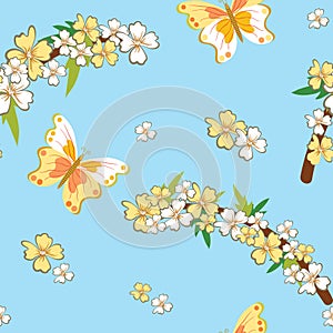 Seamless pattern with spring theme