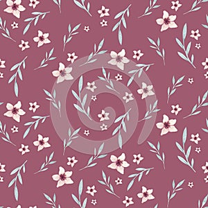 Seamless pattern with spring willow flowers and leaves. Easter Hand drawn background with pussy-willow branch. floral
