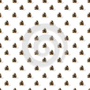 Seamless pattern, spruce bumps in a symmetrical layout on a white background