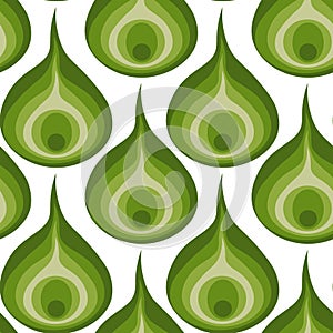 A seamless pattern on a square background - a peacock feather or an onion in section. Design element, surreal