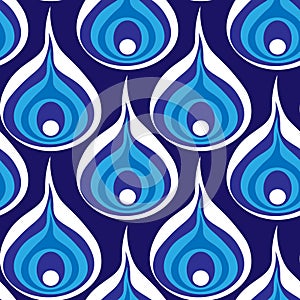 A seamless pattern on a square background - a peacock feather or an onion in section. Design element, surreal