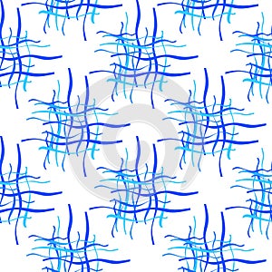 Seamless pattern with square of crossing blue lines