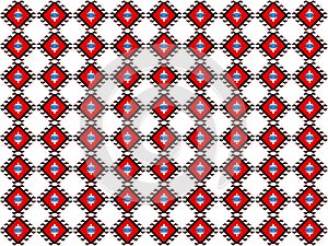 Seamless pattern with squares, Serbian ornament,  on white background