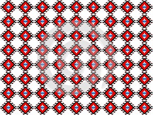 Seamless pattern with squares, Serbian ornament,  on white background photo
