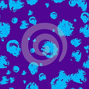 Seamless pattern of stains and ink smears. bright blue and purple
