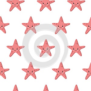 Seamless pattern with starfishes Cute nautical backgrounds. Marine life Background