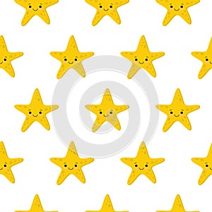 Seamless pattern with starfishes Cute nautical backgrounds. Marine life Background