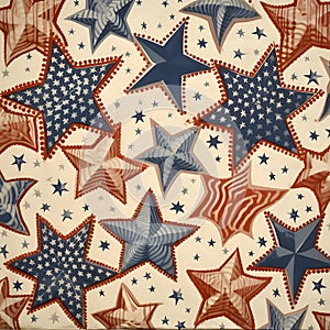 Seamless pattern with stars. American patriotic background. Vintage style