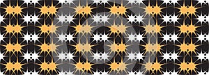 Seamless Pattern Stars Black White and Gold Vector Illustration